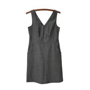 Theory Gray Nellyan Scoopneck Sleeveless Career Wool Blend Sheath Dress Womens 2
